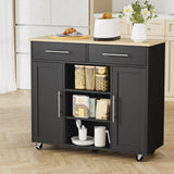 Artiss Kitchen Island Trolley Rolling Serving Cart Storage Drawer Cabinet 100cm Black FUR-S-KI-100-BK-AB
