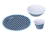 3 Piece Set of Salad Tableware Fruit Snack Plate Bowl and Cup Set Salad TablewareDark Blue Dots V1294-YM0523-3118210289911
