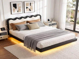 Artiss Double Bed Frame, Floating Design with RGB LED and USB Charging BFRAME-G-NUBO-D-BW-AB
