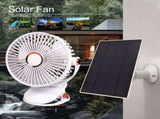 Solar Battery Camping Fan with Light Rechargeable V1142-TM601099641257303