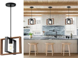 Small Pendant Lamp with Cord, Industrial Wood and Metal E27 Hanging Light Fixture for Kitchen Island V1237-ZY-917-156