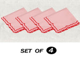 Scalloped Embroidery Cloth Napkins Set of 4 Cotton Napkins for Potluck Party Wedding Table Decor V1192-AZ-W-6585
