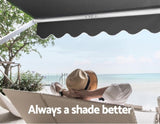 Instahut Window Fixed Pivot Arm Awning Patio Outdoor Blinds Retractable 2.8X2.1M AWN-B-FIXED-PS-28-GREY