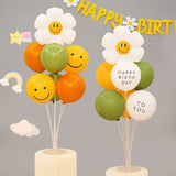 3-pcs Birthday Party Decoration Set with 2-pack Smiley Daisy Balloon Centerpieces & Blue and Pink V888-ELOSUNG53424