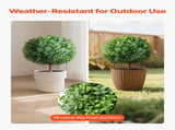 Artificial Topiary Boxwood Trees with Ground Spike, 2 Set 686mm Faux Shrubs & Bushes Potted Plants, V952-DDMJCRGXJHYMXNYUV001V0