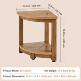 Corner Shower Bench, 16.5" Height 12.8" Radius, Faux Wood Grain Polystyrene, 158KGS with Storage V952-CWDSL128INCHWXKBGV0