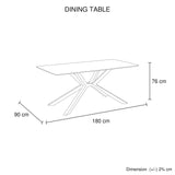 Dining Table Rectangular Shape Green Sintered Stone Top Powder Coated Iron Legs V43-DT-REX