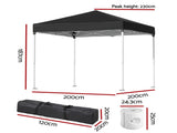 Instahut Gazebo 2x2m Outdoor Patio Garden Marquee Shade w/ Base Pods Black GAZEBO-T-2X2-F-EC-BK-BASE