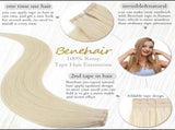 Tape in Hair Extensions Human Hair Platinum Blonde 18 Inch 20pcs 50g/pack Straight Hair Extensions V1188-WTJ-SJH-1561