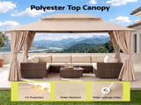 Instahut Gazebo 3x4m Canopy Outdoor Steel Frame Patio Tent Curtains Marquee Beige GAZEBO-IR-MC-3X4-BG