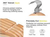 TOPIA HANGER Wooden Hangers 30 Pack, Space Saving Coat Hanger with 360&deg Swivel Cascading Ring Hook, V1258-DP02-F-239