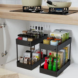 2 Tier Multi-Purpose Under Sink Organizer Shelf Storage Rack for Bathroom and Kitchen V178-84411