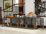 Indestructible Wooden Dog Crate Furniture With Divider For 2 Dogs Cage End Table V767-P-XL171-L-WT-V2