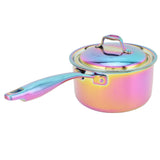 Stainless Steel Thickened Milk Pot with Lid Compound 3Layer Bottom Complementary Food PotColorful V1294-YM0901-3118210121512
