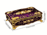 Pearl Enamel Jewelry Box, Red Enamel Jewelry Box, Gold-Plated Jewelry Box, Home Decor, Jewelry V1106-127-02370-RED-L