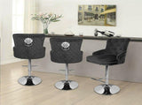 Luxury Black Velvet Swivel Bar Stool With Lion Knocker & Cross Stitch High Back V767-XJJ613-BK-G1