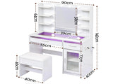 Artiss Dressing Table Vanity Desk Set 10 LED Bulbs RGB Light White FURNI-L-DRESS09-WH-AB