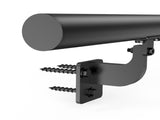 Wall Mounted Stair Handrail, 3665mm Pipe Staircase Handrail, Black Galvanized Aluminum, 32mm Pipe V952-BGSLZYGFS12FAJ1NC001V0