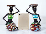 2PCS Vintage African Women Statue Candle Holders Resin Figurines Fits Up to 3.5cm Diameter Candles V1294-YM0523-220329XA01