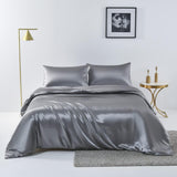 Satin Quilt cover Set Hotel 3 Pieces Quilt cover with Pillowcase, Art Silk Bedding Set-Luxury Soft V1317-SD90-AUSK-3JT-BZ-HUI
