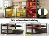 Giantz 2-Rack Garage Shelving 1.6X0.8m MDF Warehouse Shelves Storage Rack Black WR-E-8X16-BKX2