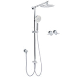 WELS Chrome Round 8" Thin Rainfall Head Handheld Sliding Rail Arm 2in1 Shower Twin Taps Set V1233-HR002M4CSC842KSR108CPF0282A