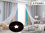 Star Curtains Stars Blackout Curtains for Kids Girls Bedroom Living Room Colorful Double Layer Star V1294-YM0901-H35315P-5
