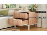 Artiss 2X Bedside Table 2 Drawers Storage Nightstand Cabinet Metal Legs Pine FUR-U-BS-01-WDX2