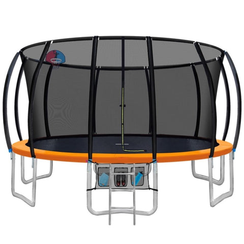 Everfit 16FT Trampoline for Kids w/ Ladder Enclosure Safety Net Rebounder Orange TRAMPO-C-C16-OR-ABC