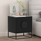 Sarantino Silvia Bedside Table with 2 Drawers and Black Handles CBT-91S-0TZ-BLK