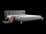 King Linen Fabric Deluxe Bed Frame Grey V63-819193