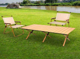 Levede Folding Camping Table Chair Set Oak OD1047