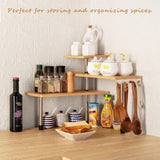 CARLA HOME 3 Tier Corner Shelf Kitchen Spice Rack Organiser with Hooks for Home Storage & V178-36059