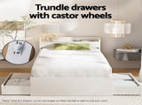 Artiss Bed Frame Single Size with Charging Ports and 2 Drawers AURA WBED-F-AURA-S-WH-AB