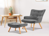 Artiss Armchair Set with Ottoman Grey Lansar UPHO-B-ARM05STO-GY