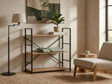 CARLA HOME 3 Tier Bookshelf - Industrial Display Shelf - Brown - Rustic - Steel - Living Room Office V178-36412