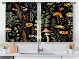 Bohemian Flower Kitchen Curtains - Bohemian Mushroom Retro Plant Flower Coffee Shop Bathroom Small V1370-AZ4-16617
