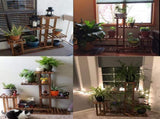 6-Tier Rustic Wooden Step Plant Stand V767-7KHJ03-A