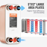 VEVOR 50 Plate Heat Exchanger 4*1-1/4" MNPT Ports 5"x 12" Brazed 316L St. Steel V952-QHBSHRQ512506DE54V0