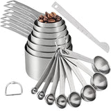 Measuring Cups and Spoons Set of 15 Pcs,7 Stainless Steel Stackable Heavy Measuring Cups,8 Measuring V1369-AZ3-W-22184
