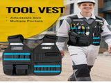 tool vest, multi pocket vest, industrial tool vest, safety vest, tool storage vest, breathable V1102-144-BLA-68377