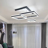 Modern Minimalist Square Pendant Light Adjustable LED Chandelier Triple Layer V255-L-18882-3-CORNER