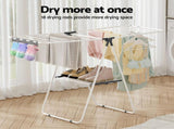 Artiss 2 Tier Clothes Rack Airer Foldable 139CM White HANGER-B-04-FLD-WH