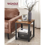 VASAGLE Side Table with Mesh Shelf Rustic Brown and Black V227-9101402102473