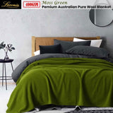 Laconia 400GSM Premium Australian Pure Wool Blanket Moss Green Super King V442-HIN-BLANKET-LACONIAWOOL-MOSSGREEN-SK