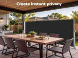Instahut 1.4X3M Side Awning Retractable Privacy Screen Outdoor Sun Shade Black AWN-B-SIDE-FC-140-BK