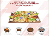 Serving Tray Double Sided Charcuterie Board 8 Sauce Cups Gift V63-920711
