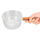 Glass Milk Pot with Wooden Handle V Shaped Spout Noodles Saucepan Home Kitchen Cookware V1294-YM0714-3118210298911