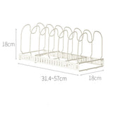 Pot Lid Rack Iron Retractable Pot Lid Organizer Holder for Multiple Cookware Universal Black V1294-YM0716-3117220166412