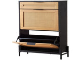 Rattan Shoe Cabinet, Narrow Shoe Storage Organizer with 2 Flip Rattan Drawers & 1 Slide Drawer, V952-FCTBXJ2C1XC2W8YCYV0